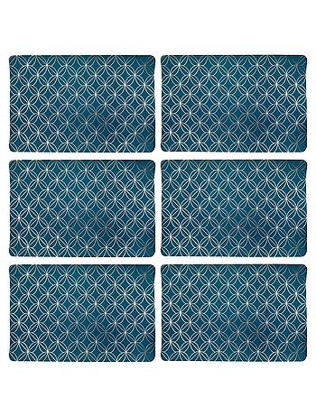 Lot de 6 sets de table motif géométrique avec encre métallique OTTO - 30 x 45 cm - Or et vert