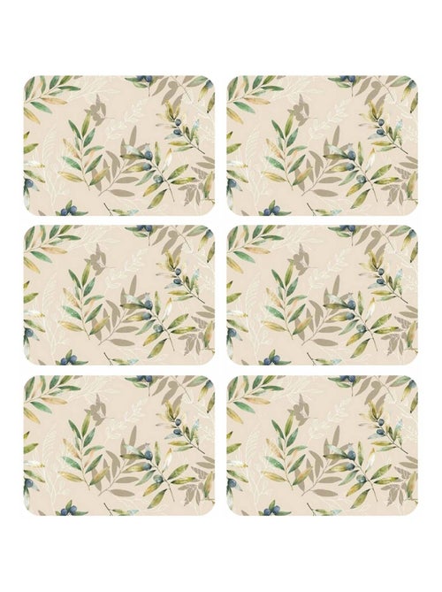 Lot de 6 sets de table motif provençal OLIBA - 28 x 43 cm - Beige et vert - Kiabi Lot de 6 sets de table motif provençal OLIBA - 28 x 43 cm - Beige et vert - Kiabi