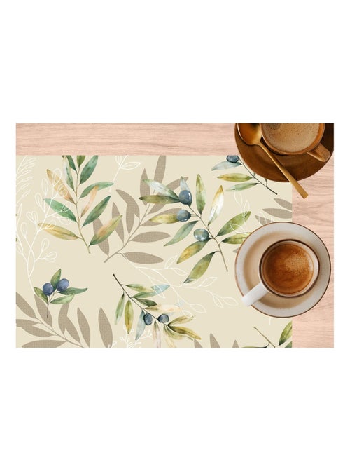 Lot de 6 sets de table motif provençal OLIBA - 28 x 43 cm - Beige et vert - Kiabi Lot de 6 sets de table motif provençal OLIBA - 28 x 43 cm - Beige et vert - Kiabi