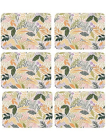 Lot de 6 sets de table motifs feuillage MAOLI - 28 x 43 cm - Multicolore