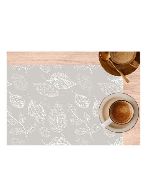 Lot de 6 sets de table motifs feuillage ROMIE - 28 x 43 cm - Beige et blanc - Kiabi
