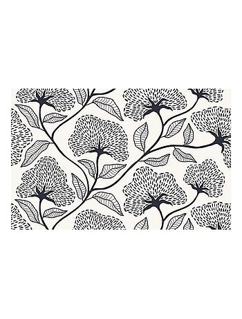 Lot de 6 sets de table motifs ginkgo CASSIA - 28 x 43 cm - Beige et noir