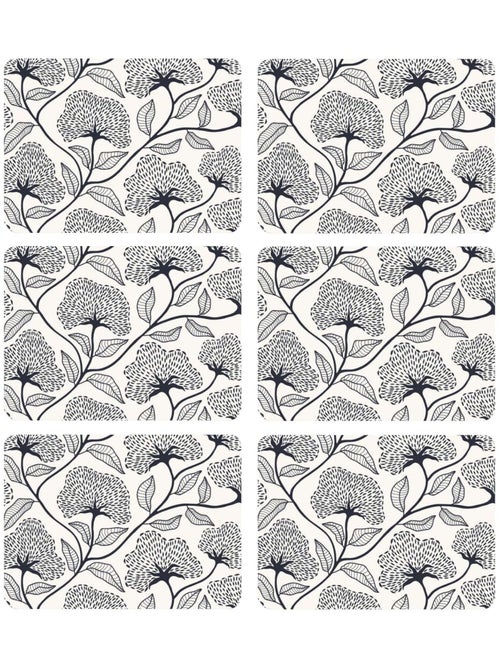 Lot de 6 sets de table motifs ginkgo CASSIA - 28 x 43 cm - Beige et noir - Kiabi