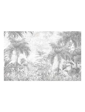 Lot de 6 sets de table motifs jungle SAGE - 28 x 43 cm - Gris et blanc