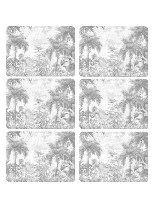 Lot de 6 sets de table motifs jungle SAGE - 28 x 43 cm - Gris et blanc - Kiabi Lot de 6 sets de table motifs jungle SAGE - 28 x 43 cm - Gris et blanc - Kiabi
