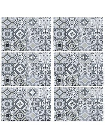 Lot de 6 sets de table rectangulaire Carreaux de ciment - 45 x 30 cm - Gris