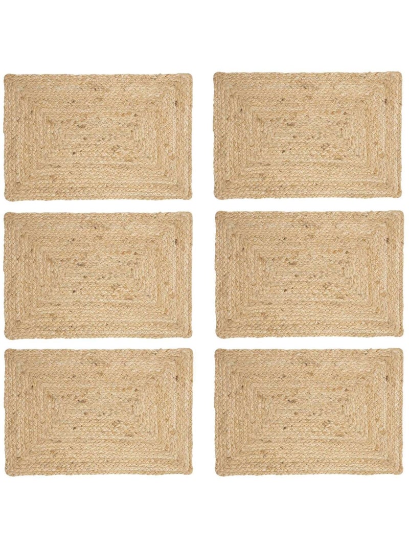 Lot de 6 sets de table rectangulaire en jute - 45 x 30 cm - Beige Beige - Kiabi