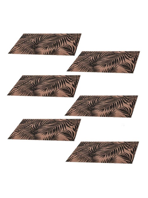Lot de 6 sets de table rectangulaire Palmier - 45 x 30 cm - Noir et beige - Kiabi Lot de 6 sets de table rectangulaire Palmier - 45 x 30 cm - Noir et beige - Kiabi