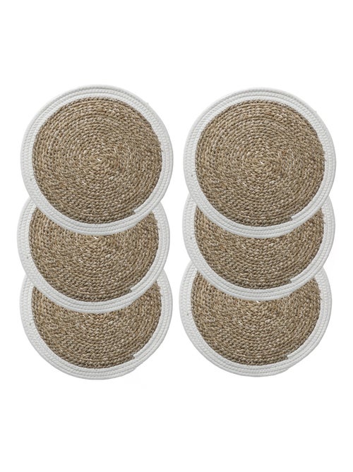 Lot de 6 sets de table rond en roseau et coton Pop - Kiabi