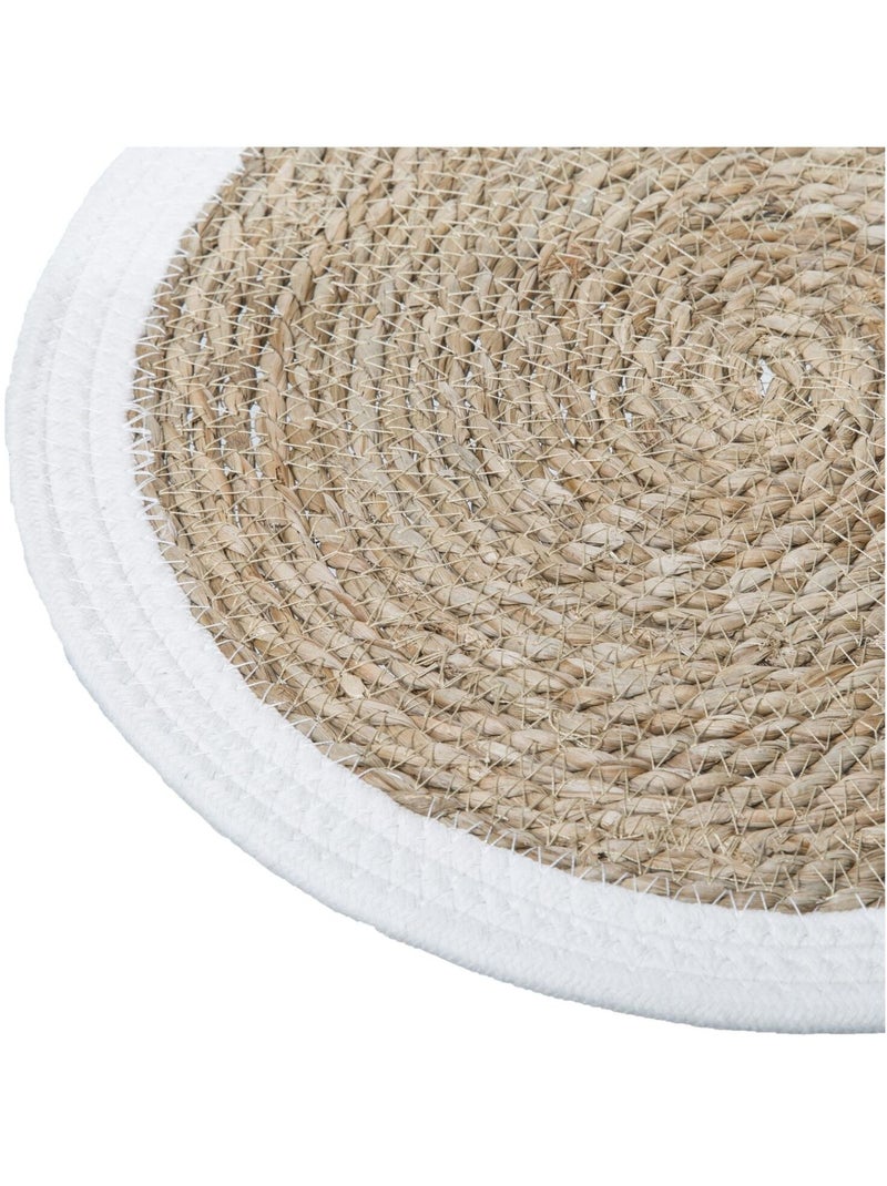 Lot de 6 sets de table rond en roseau et coton Pop Blanc - Kiabi