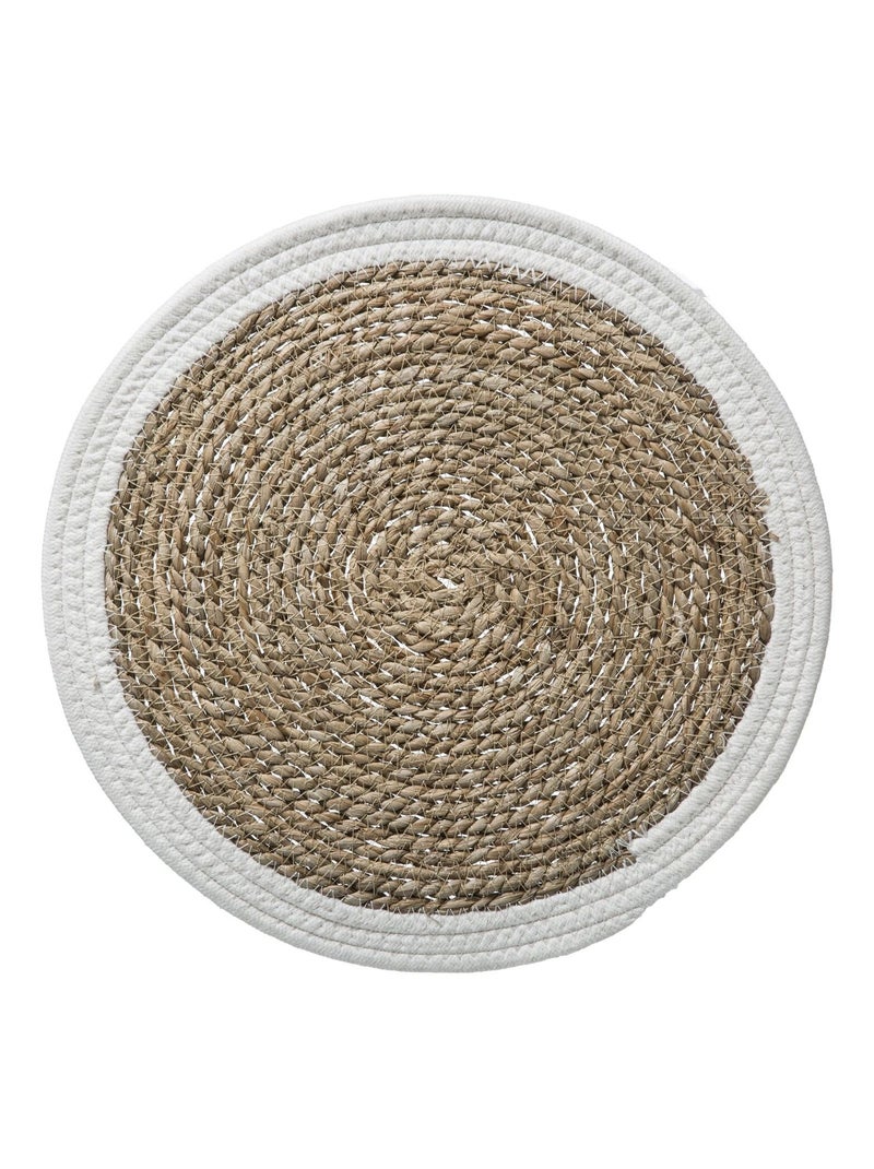 Lot de 6 sets de table rond en roseau et coton Pop Blanc - Kiabi