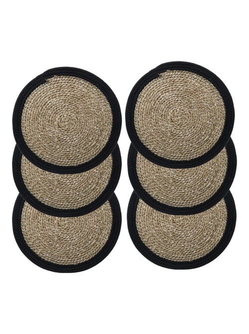 Lot de 6 sets de table rond en roseau et coton Pop - Kiabi
