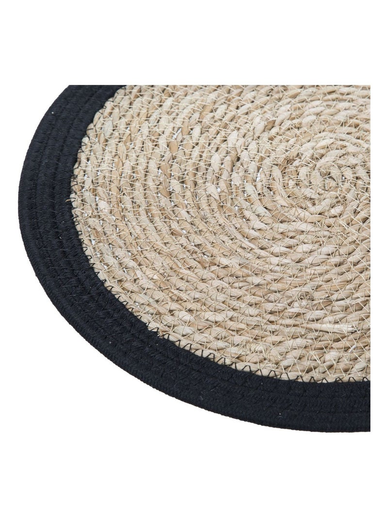 Lot de 6 sets de table rond en roseau et coton Pop Noir - Kiabi