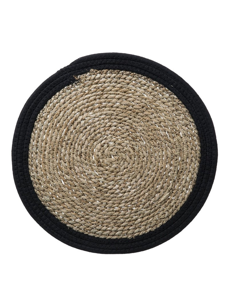 Lot de 6 sets de table rond en roseau et coton Pop Noir - Kiabi