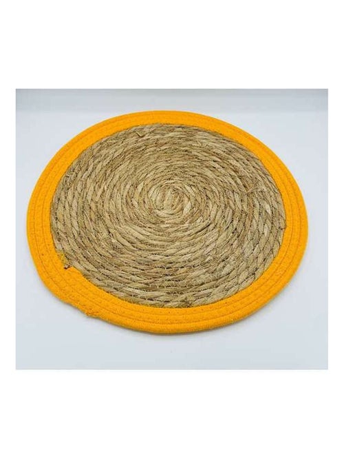 Lot de 6 sets de table rond en roseau et coton Pop - Kiabi Lot de 6 sets de table rond en roseau et coton Pop - Kiabi