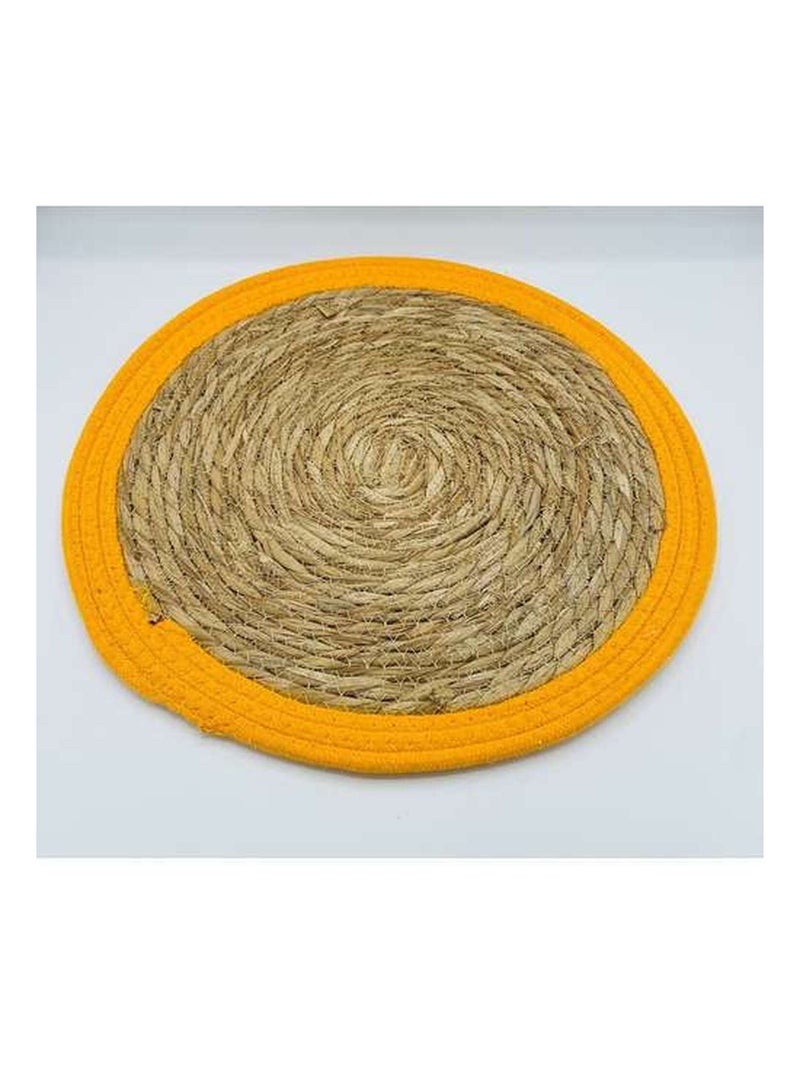 Lot de 6 sets de table rond en roseau et coton Pop Orange - Kiabi