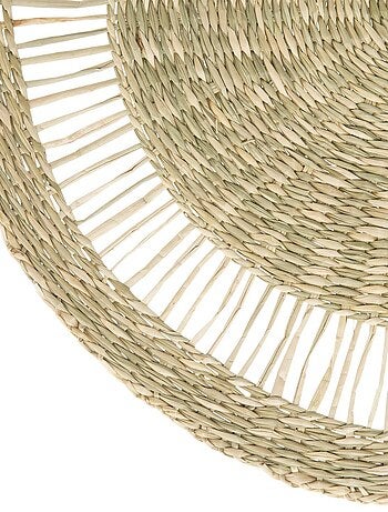 Lot de 6 sets de table rond en roseau tressé - Diam 38 cm - Beige