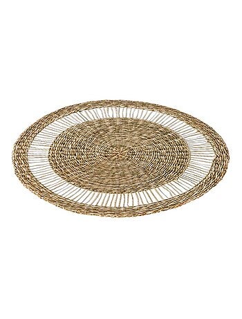 Lot de 6 sets de table rond en roseau tressé - Diam 38 cm - Beige