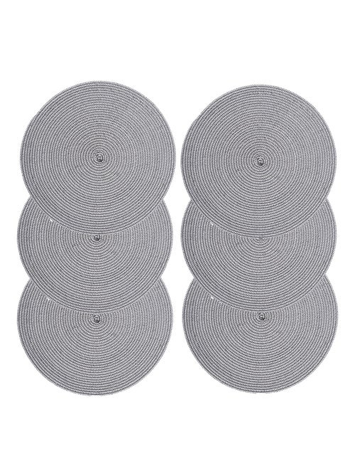 Lot de 6 sets de table rond tressés en polypropylène - Diam. 38 cm - Noir et blanc - Kiabi Lot de 6 sets de table rond tressés en polypropylène - Diam. 38 cm - Noir et blanc - Kiabi