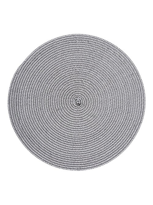 Lot de 6 sets de table rond tressés en polypropylène - Diam. 38 cm - Noir et blanc - Kiabi Lot de 6 sets de table rond tressés en polypropylène - Diam. 38 cm - Noir et blanc - Kiabi