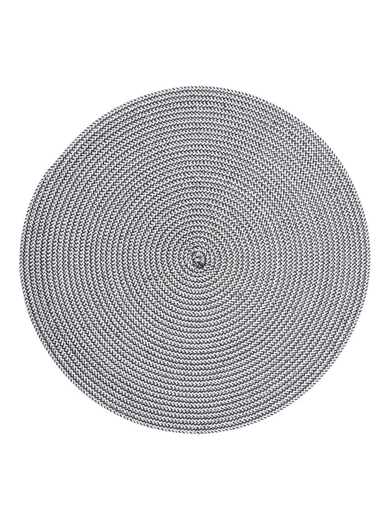 Lot de 6 sets de table rond tressés en polypropylène - Diam. 38 cm - Noir et blanc Noir - Kiabi