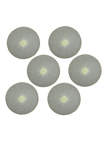 Lot de 6 sets de tables ronds en jute GREGE - Diam. 38 cm - Gris