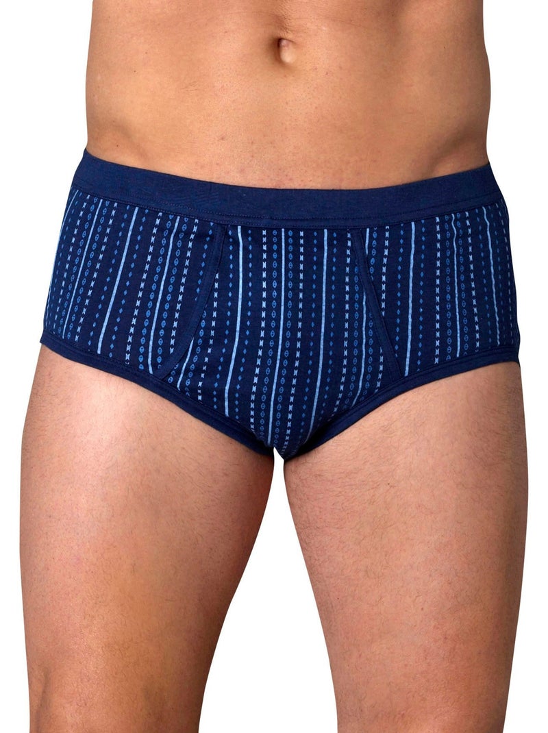 Lot de 6 slips  hauts ouverts pur coton - DAXON Bleu marine - Kiabi