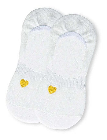 Lot de 6 Socquettes Invisibles Petit Coeur Doré