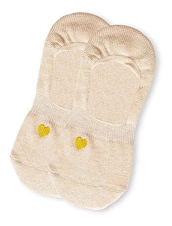 Lot de 6 Socquettes Invisibles Petit Coeur Doré