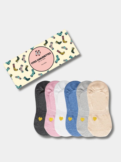 Lot de 6 Socquettes Invisibles Petit Coeur Doré - Kiabi
