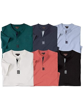 Lot de 6 Tee-Shirts Col Tunisien Outdoor - ATLAS FOR MEN