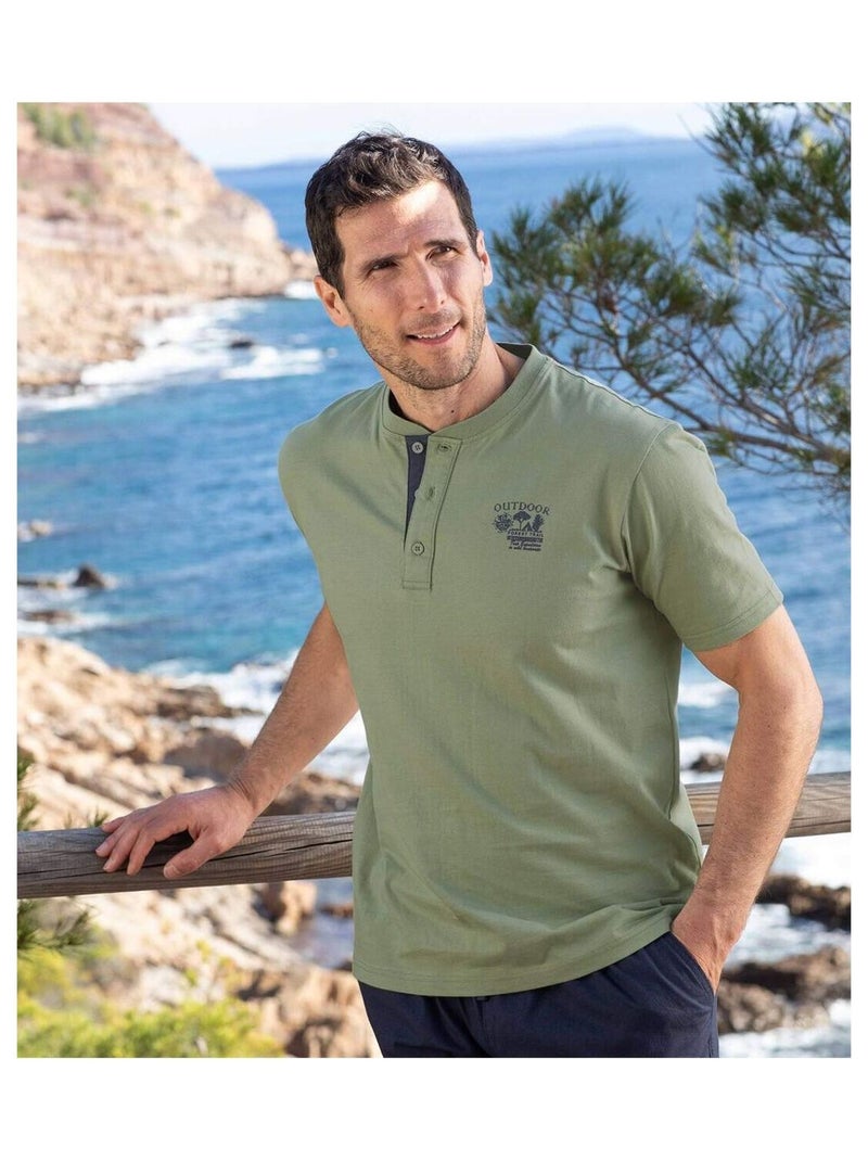 Lot de 6 Tee-Shirts Col Tunisien Outdoor  - ATLAS FOR MEN Blanc Bleu Gris - Kiabi