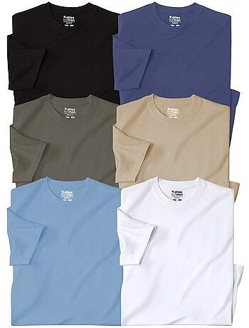 Lot de 6 Tee-Shirts MC Col Rond Unis - ATLAS FOR MEN