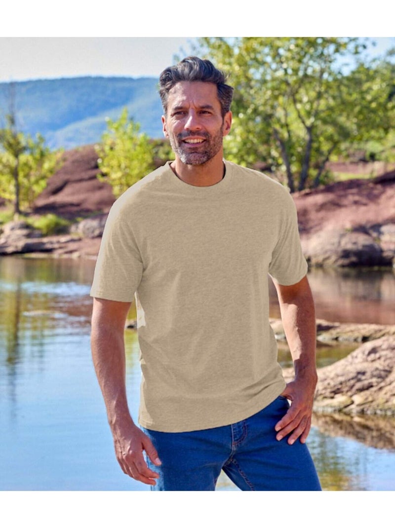Lot de 6 Tee-Shirts MC Col Rond Unis  - ATLAS FOR MEN Blanc Kaki Bleu - Kiabi