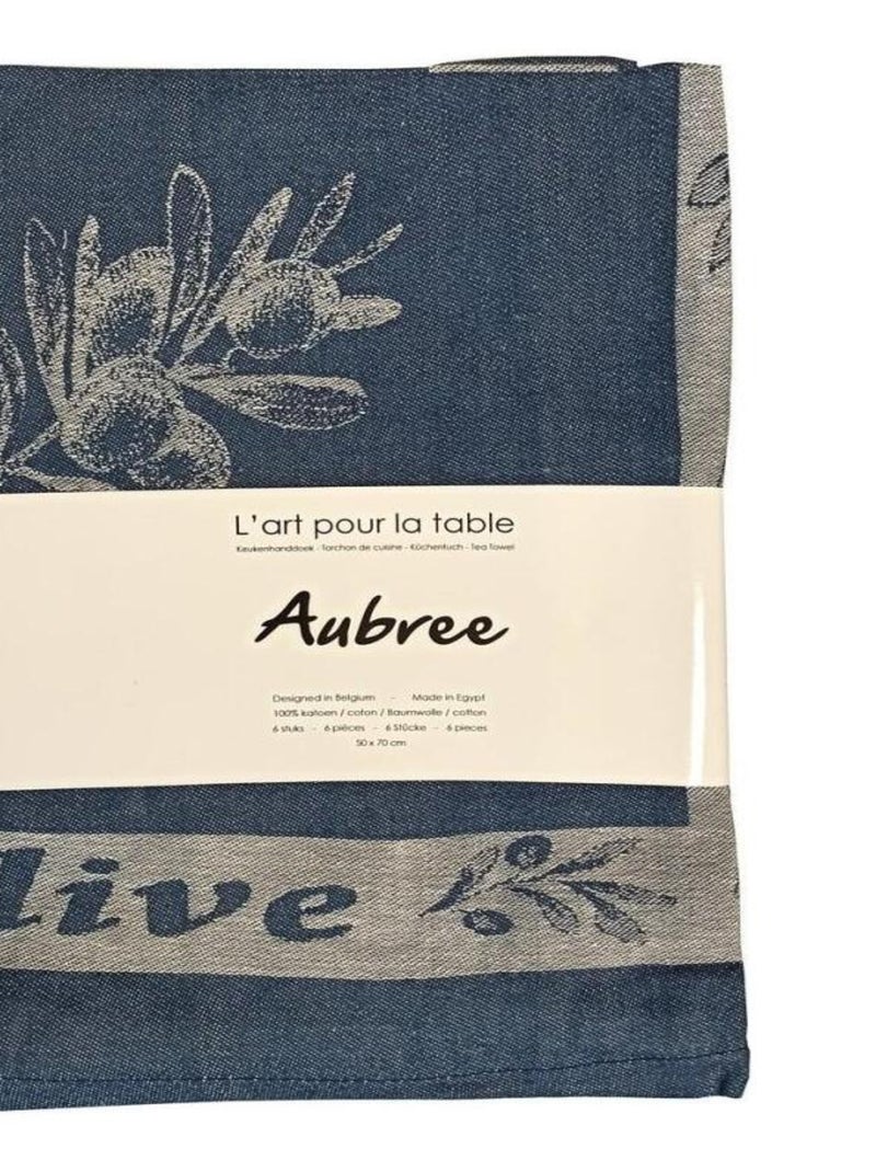 Lot de 6 torchons 50x70 Aubree indigo coton Bleu - Kiabi