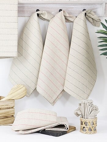 Lot de 6 torchons de cuisine pur Lin LINELLE