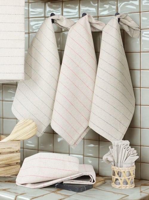 Lot de 6 torchons de cuisine pur Lin  LINELLE - Kiabi