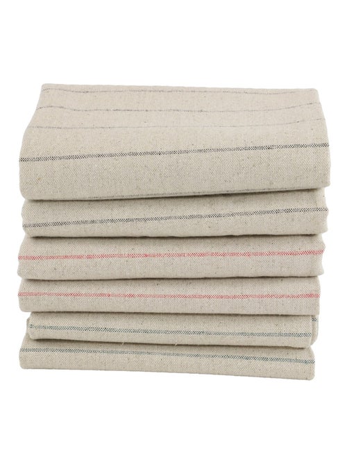 Lot de 6 torchons de cuisine pur Lin  LINELLE - Kiabi
