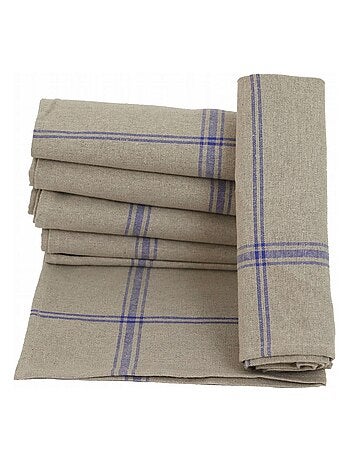 Lot de 6 torchons de cuisine pur Lin NORMANDIE