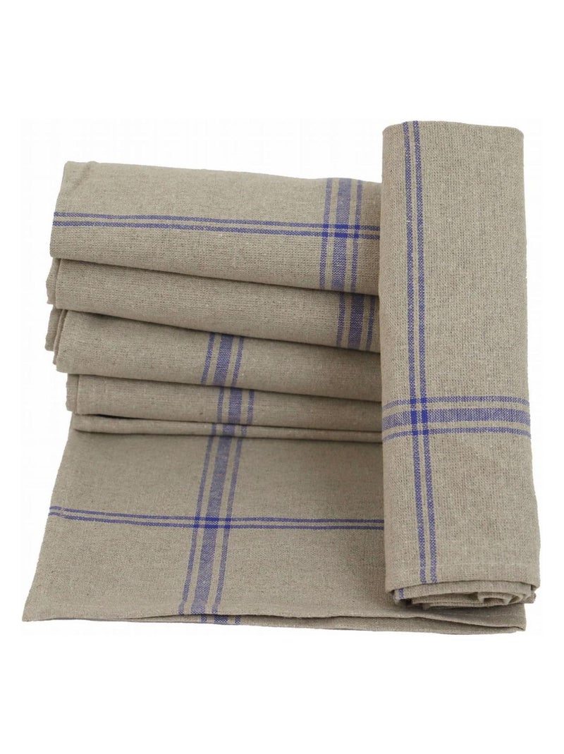 Lot de 6 torchons de cuisine pur Lin NORMANDIE Bleu - Kiabi