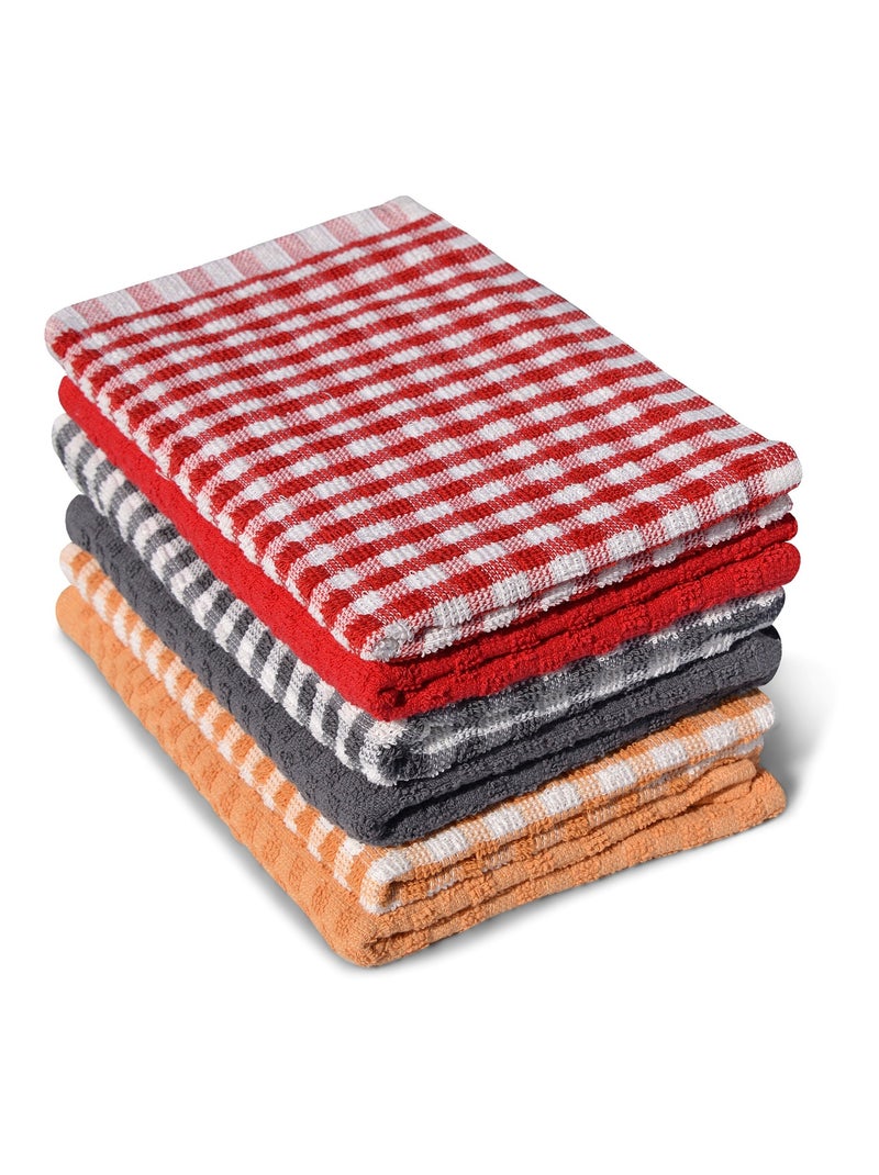 Lot de 6 torchons/ Essuie-main éponge 100% Coton - 45x60 cm- Multicolore Multicolore - Kiabi