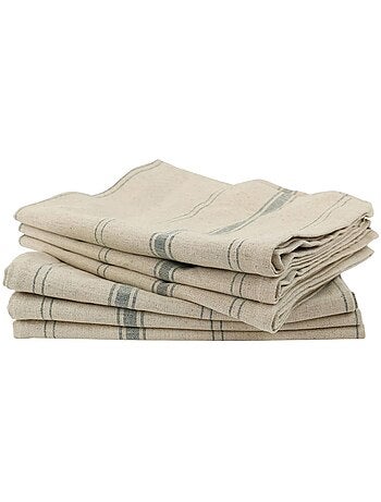 Lot de 6 torchons métis naturel lin-coton BRASSERIE