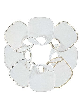 Lot de 7 bavoirs à velcro Essentiel écrus