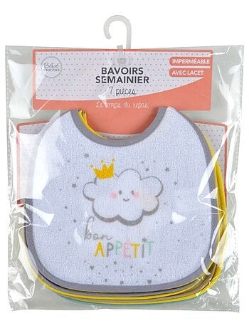 Lot de 7 bavoirs avec lacet