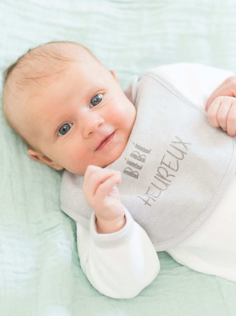 Lot de 7 bavoirs Bébé heureux Gris - Kiabi