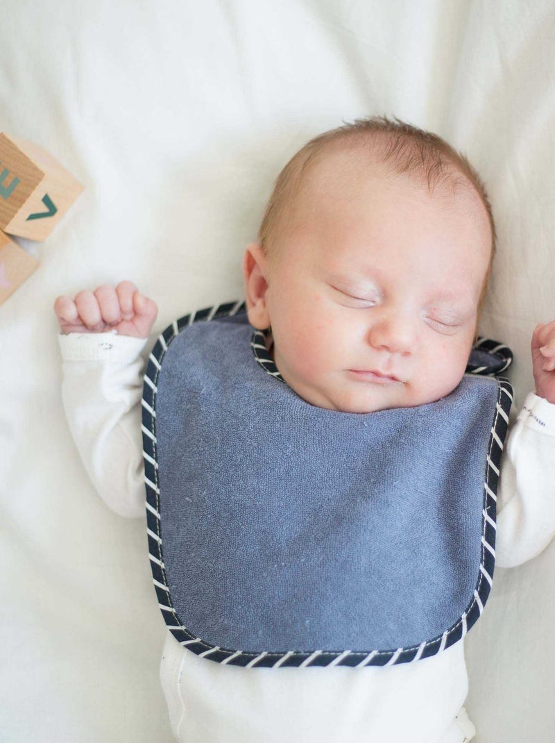 Lot de 7 bavoirs de naissance à velcro bleu marine Bleu - Kiabi