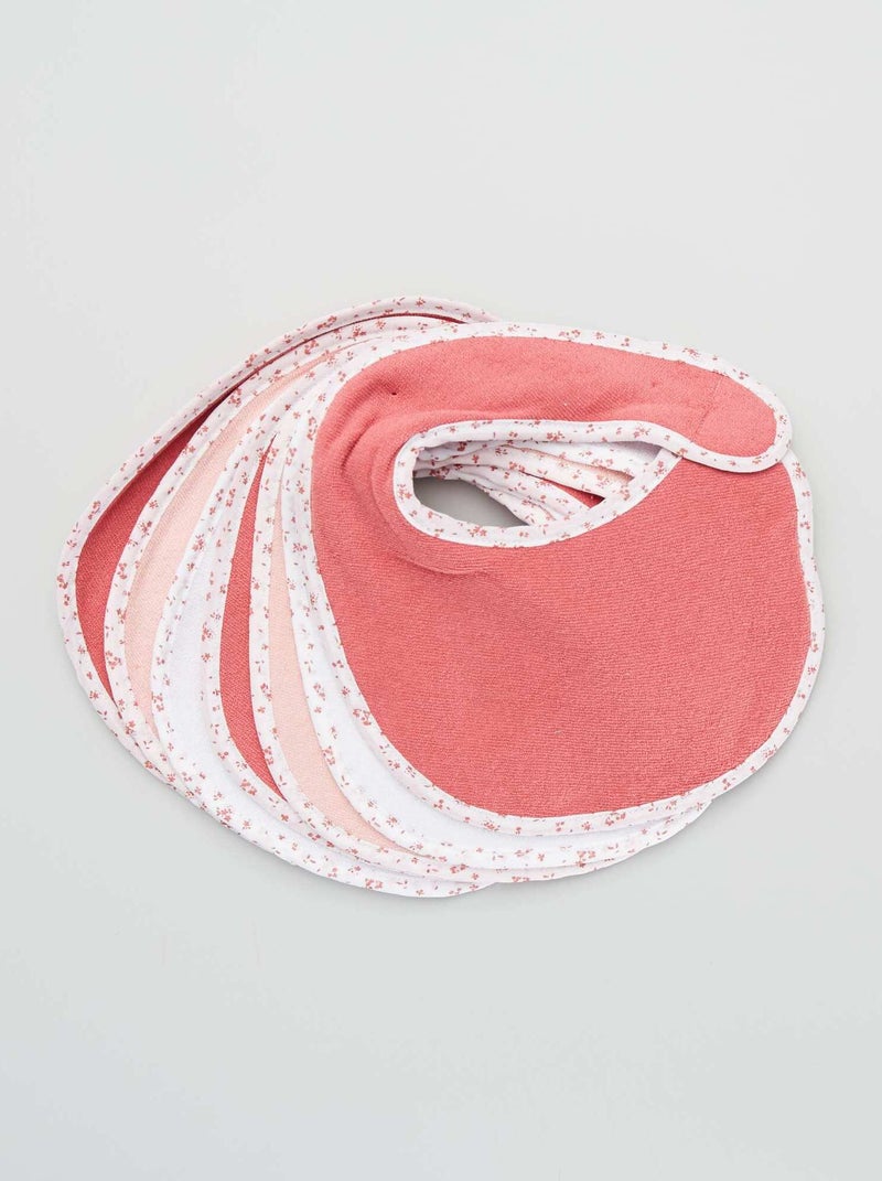 Lot de 7 bavoirs éponge à scratch rose - Kiabi