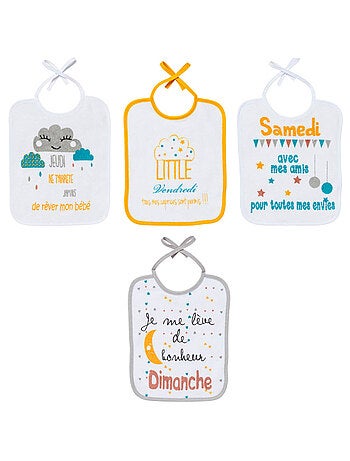 Lot de 7 bavoirs naissance semainiers