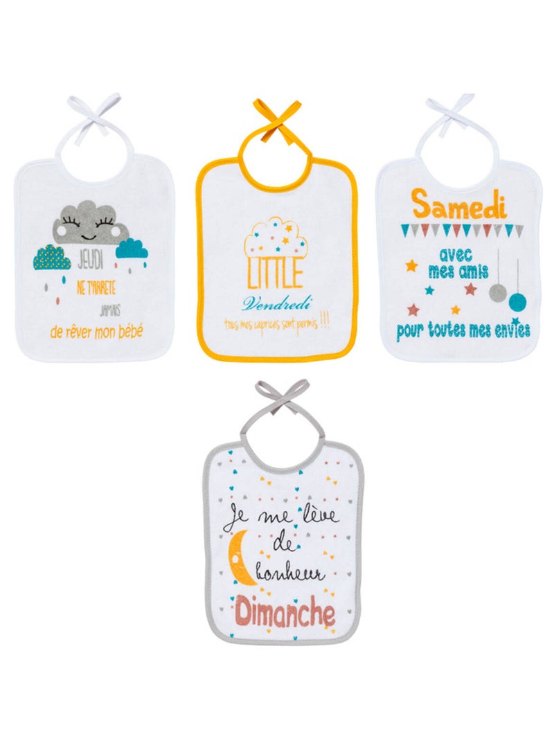 Lot de 7 bavoirs naissance semainiers Jaune - Kiabi