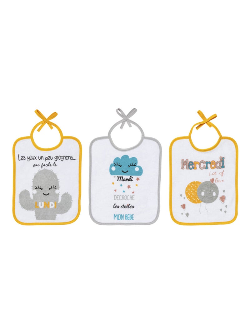 Lot de 7 bavoirs naissance semainiers Jaune - Kiabi